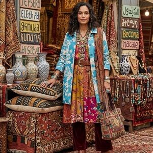 Floral Blue and White Women's Coat